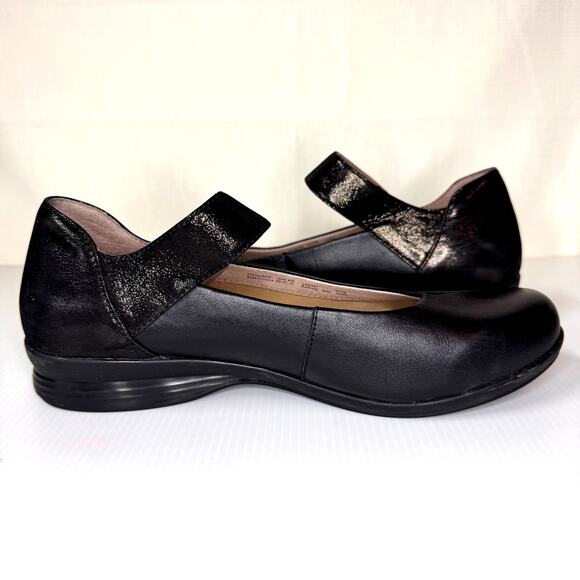 DANSKO Audrey Mary Janes Women's 9.5/EU 40 Ballet Flat Black Leather Sparkle - Picture 7 of 11